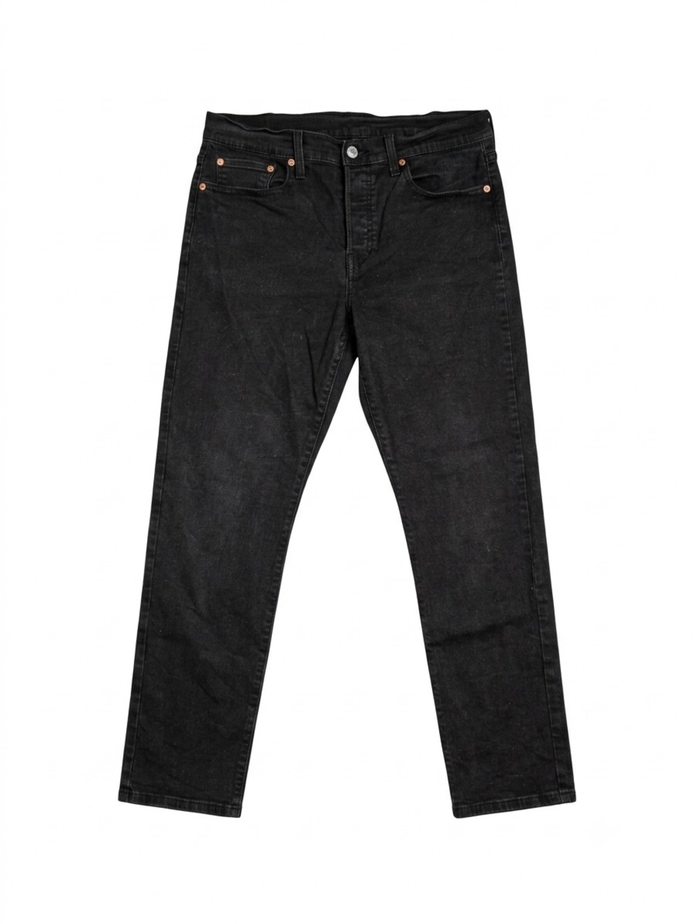 Levis Wedgie Straight Ankle Jeans W31 Black High Rise Button Fly Denim Pants 31